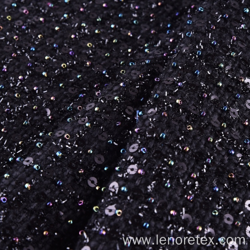 Polyester Paillettes Tweed Metallic Sequin Embroidery Fabric